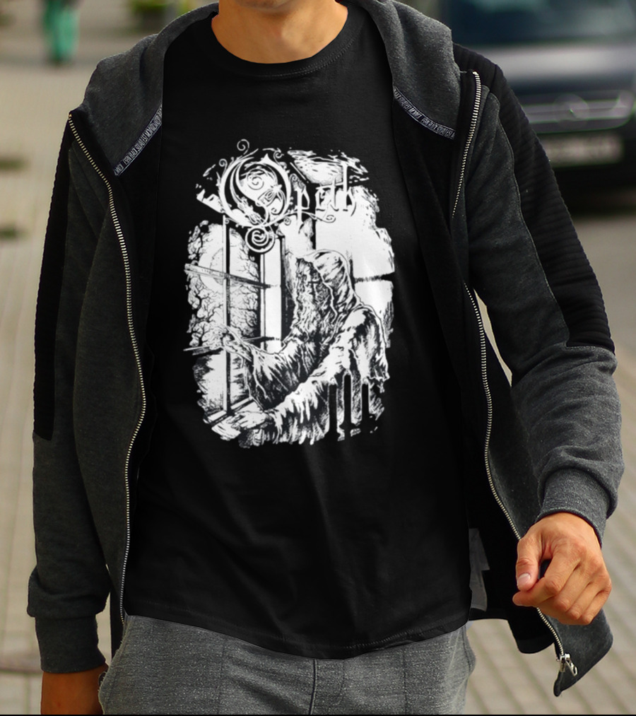 Opet Hooded Figure At Gothic Windowpane T-Shirt