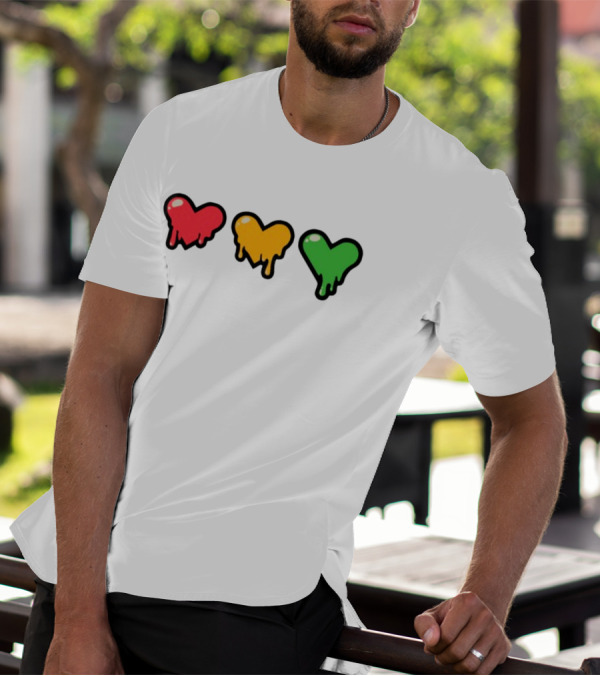 Top Lifeseries Heart Drip Red Yellow Green Hearts T-Shirt