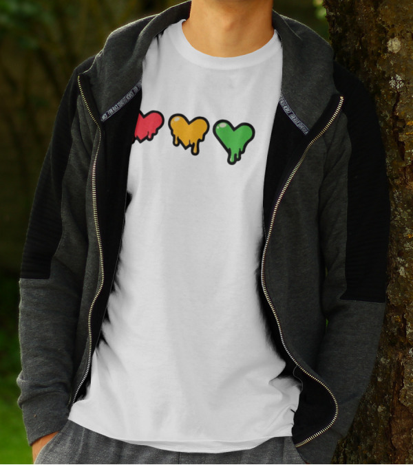 Top Lifeseries Heart Drip Red Yellow Green Hearts T-Shirt