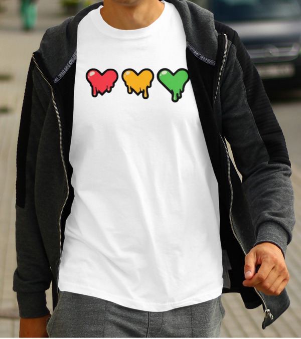 Top Lifeseries Heart Drip Red Yellow Green Hearts T-Shirt