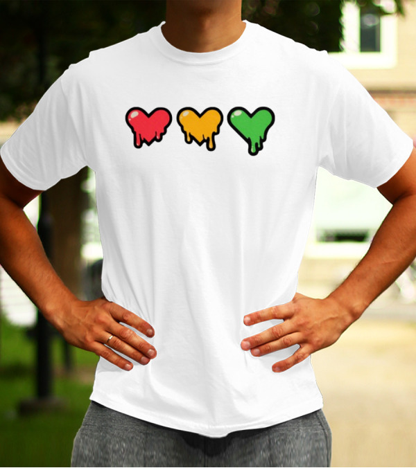 Top Lifeseries Heart Drip Red Yellow Green Hearts T-Shirt