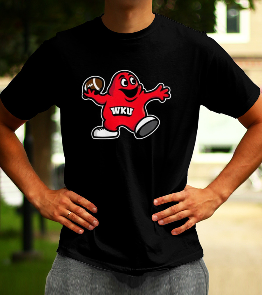 WKU Football Big Red Mascot Quarterback Holding Football T-Shirt