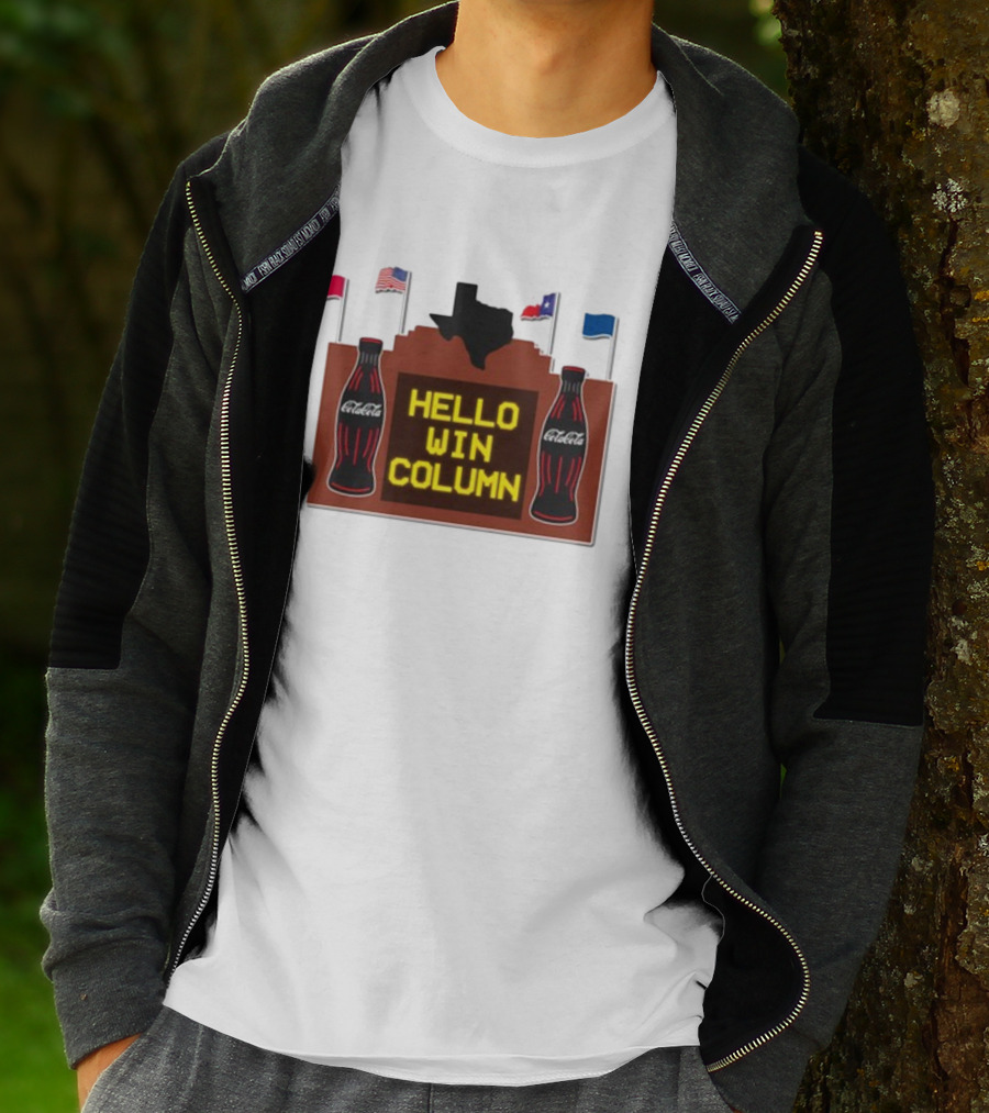 Coca-Cola Hello Win Column Texas Flags Retro T-Shirt