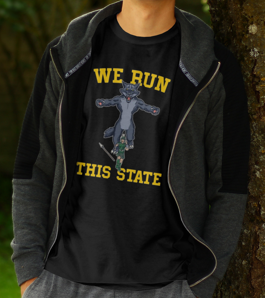 We Run This State Wolf And Spartan Warrior T-Shirt