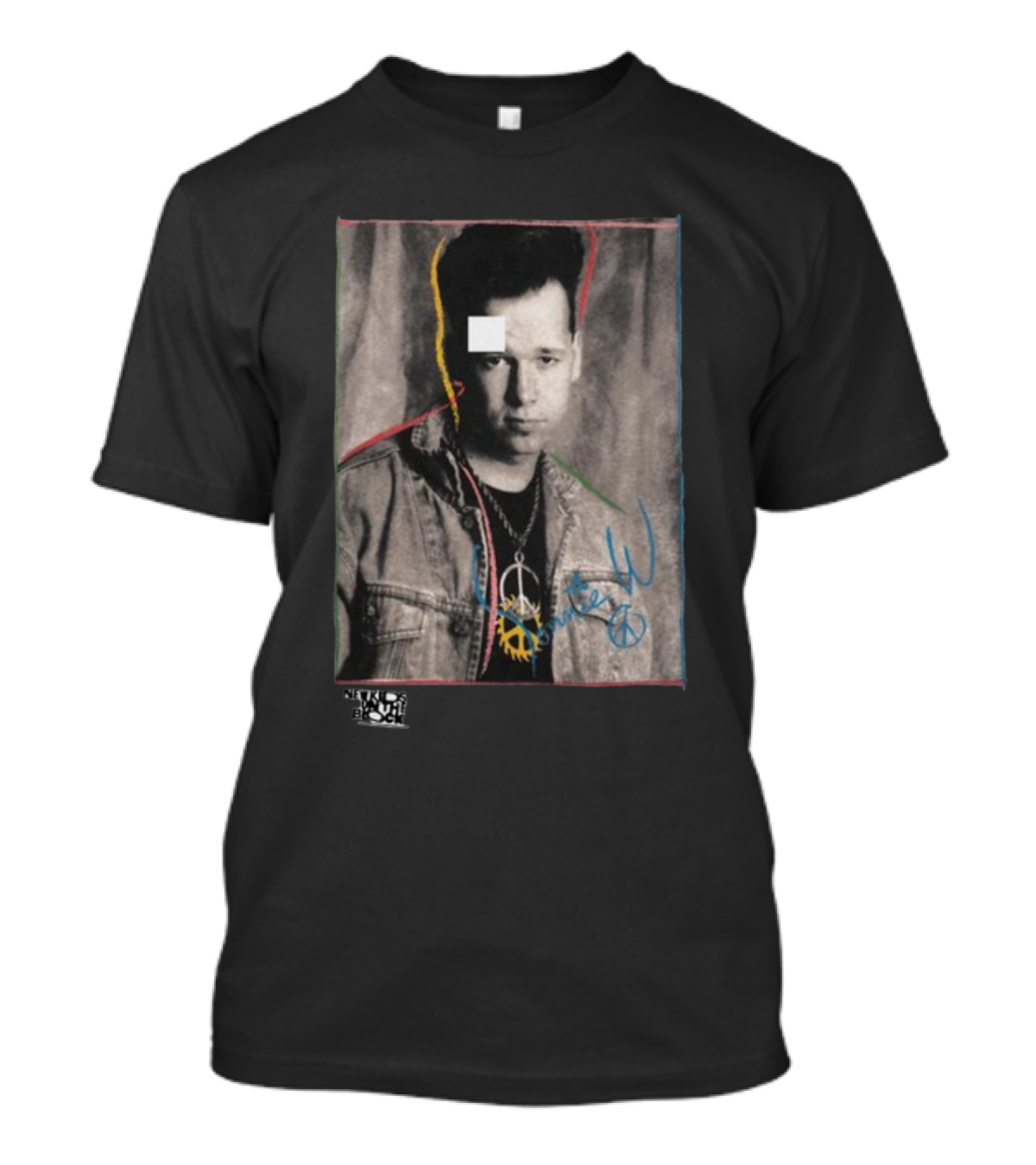 Nkotb Donnie Peace Sign Denim Jacket Vintage Style Photo T-Shirt