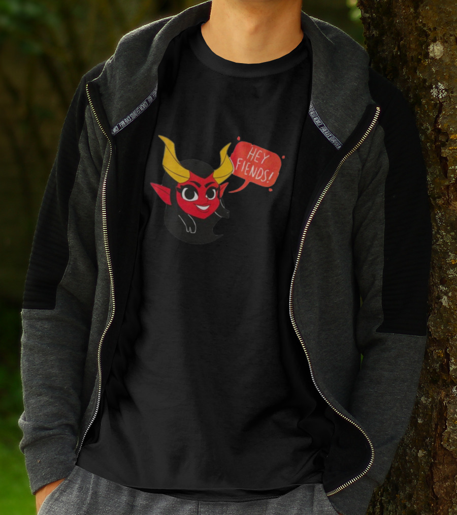 Hey Fiends Cute Demon Cartoon Character With Yellow Horns T-Shirt