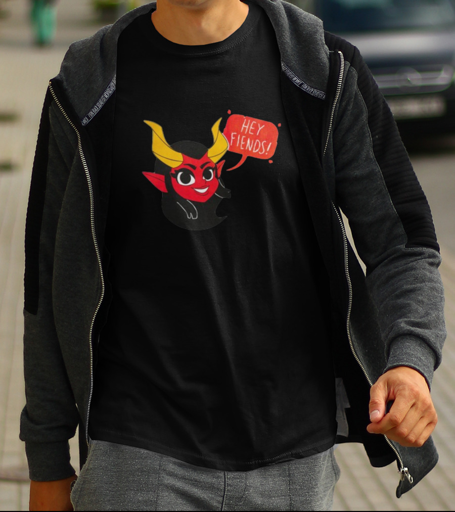 Hey Fiends Cute Demon Cartoon Character With Yellow Horns T-Shirt