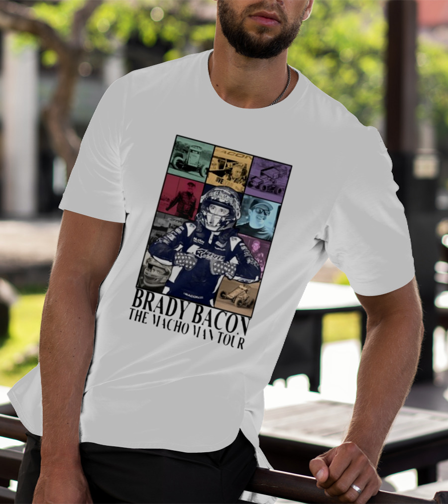 Brady Bacon Racing Iconography Collage The Macho Man Tour T-Shirt
