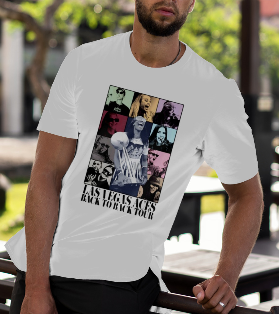 Las Vegas Aces Back To Back Tour Celebration Photography Collage T-Shirt
