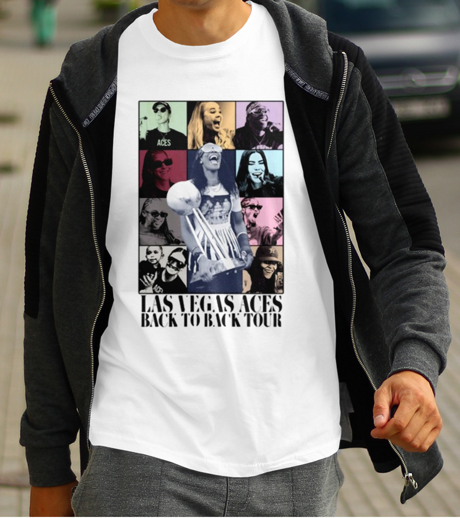 Las Vegas Aces Back To Back Tour Celebration Photography Collage T-Shirt