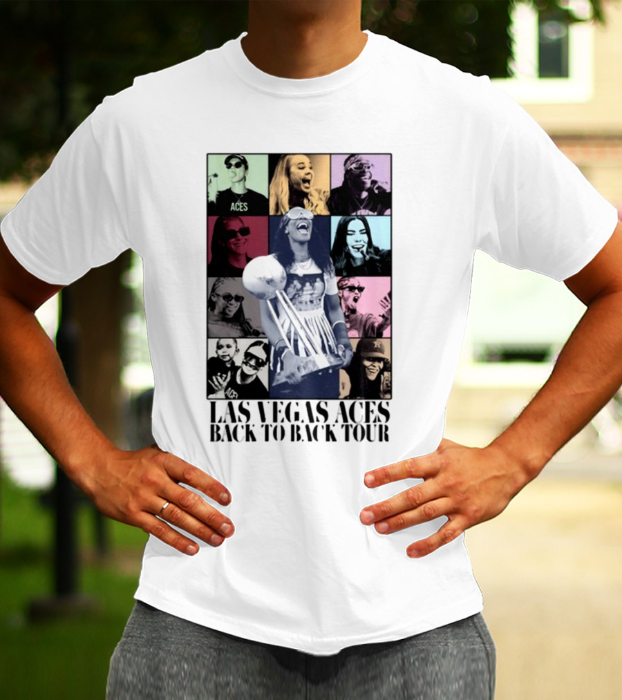 Las Vegas Aces Back To Back Tour Celebration Photography Collage T-Shirt