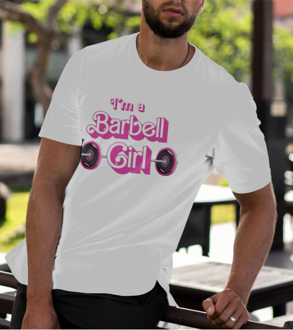 Papa Swolio I'm A Barbell Girl Pink Weightlifting T-Shirt