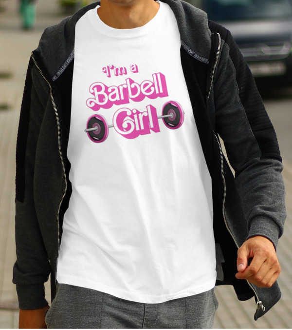 Papa Swolio I'm A Barbell Girl Pink Weightlifting T-Shirt