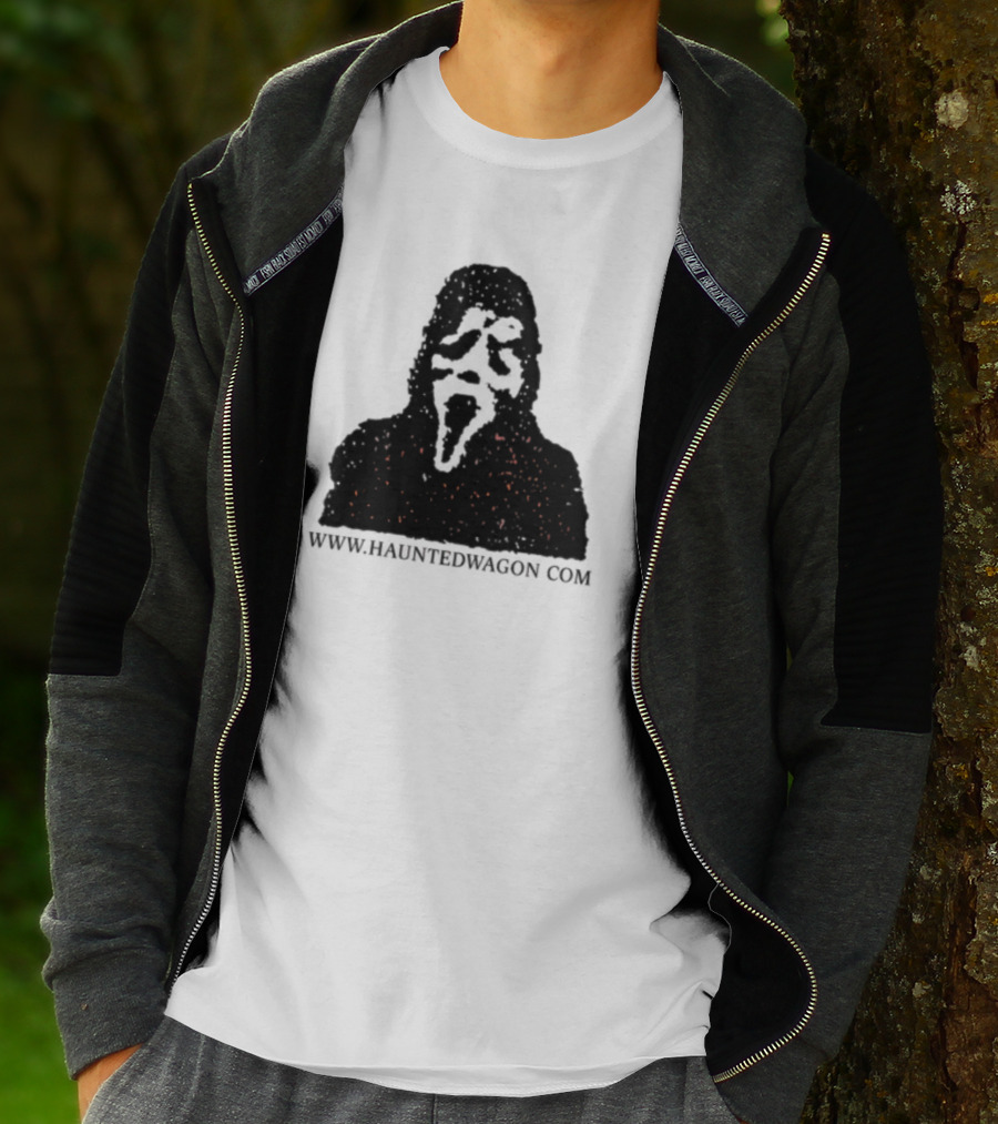 Haunted Wagon Horror Scream Mask Motif Www.hauntedwagon.com T-Shirt