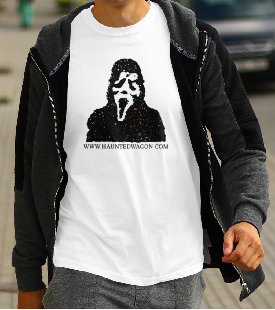 Haunted Wagon Horror Scream Mask Motif Www.hauntedwagon.com T-Shirt