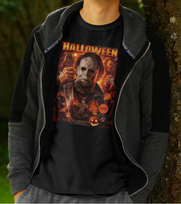 Rob Zombie's Halloween Evil Has A Destiny Michael Myers Mask Knife Horror Scene T-Shirt