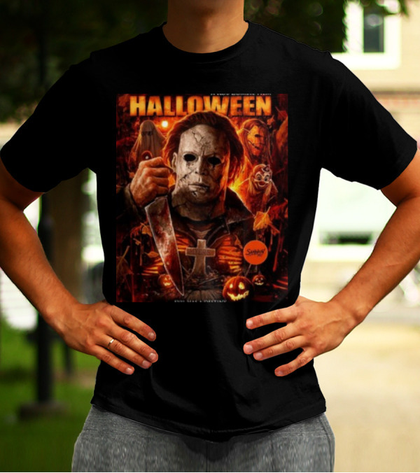 Rob Zombie's Halloween Evil Has A Destiny Michael Myers Mask Knife Horror Scene T-Shirt