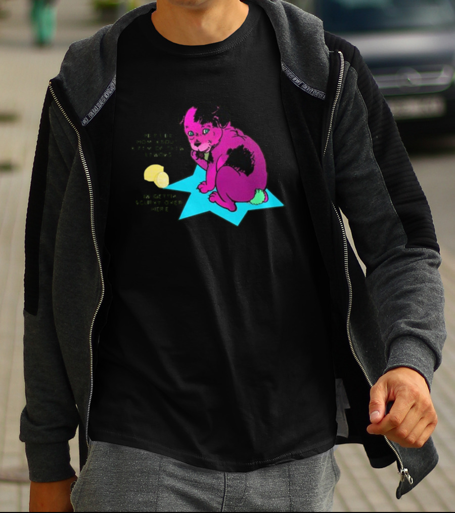 Hey Life How About A Few Of Them Lemons I'm Gettin Scurvy Over Here Pink Dog On Blue Star With Lemons T-Shirt
