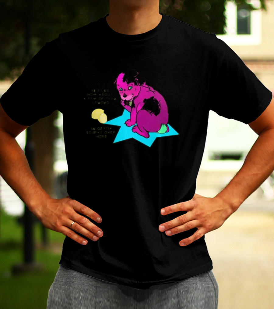 Hey Life How About A Few Of Them Lemons I'm Gettin Scurvy Over Here Pink Dog On Blue Star With Lemons T-Shirt