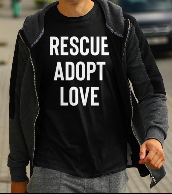 Shira Scott Rescue Adopt Love Black T-Shirt