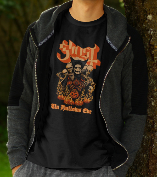 Ghost Papa Emeritus Iv Unhallows Eve Skeletons And Pumpkins T-Shirt