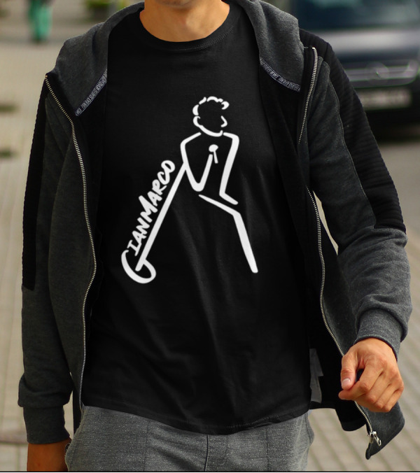 Gianmarco Leaning In GianMarco Microphone Icon Outline T-Shirt