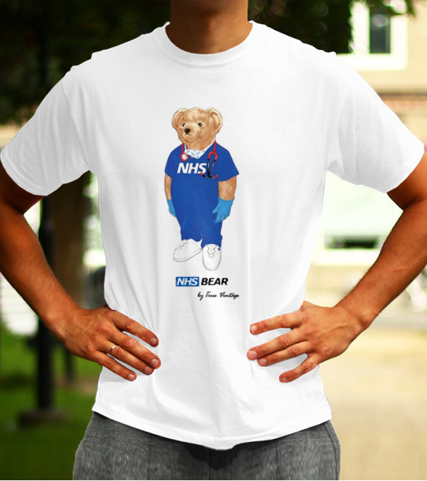 NHS Bear Blue Scrubs With Stethoscope And Gloves T-Shirt