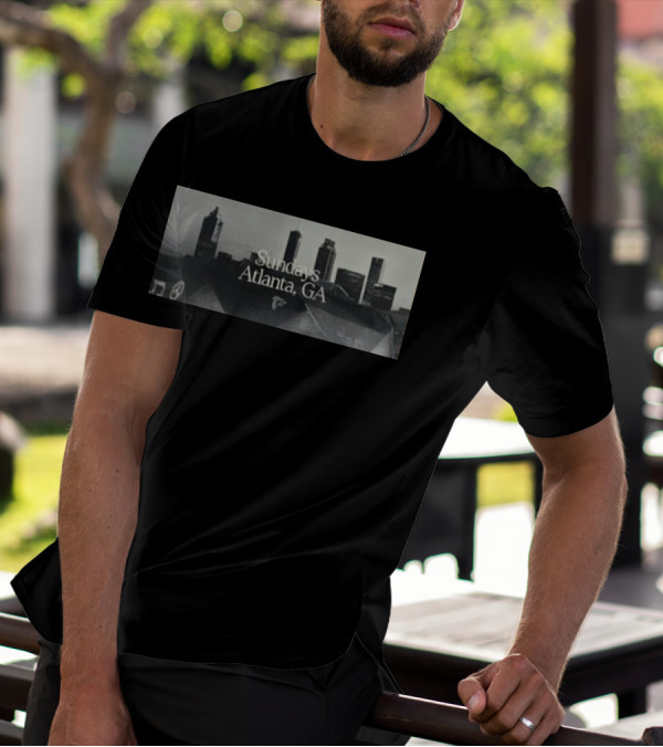 Sundays Atlanta GA Skyline With Football Stadium And Cityscape T-Shirt