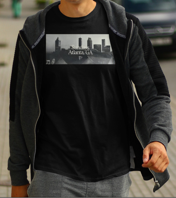 Sundays Atlanta GA Skyline With Football Stadium And Cityscape T-Shirt