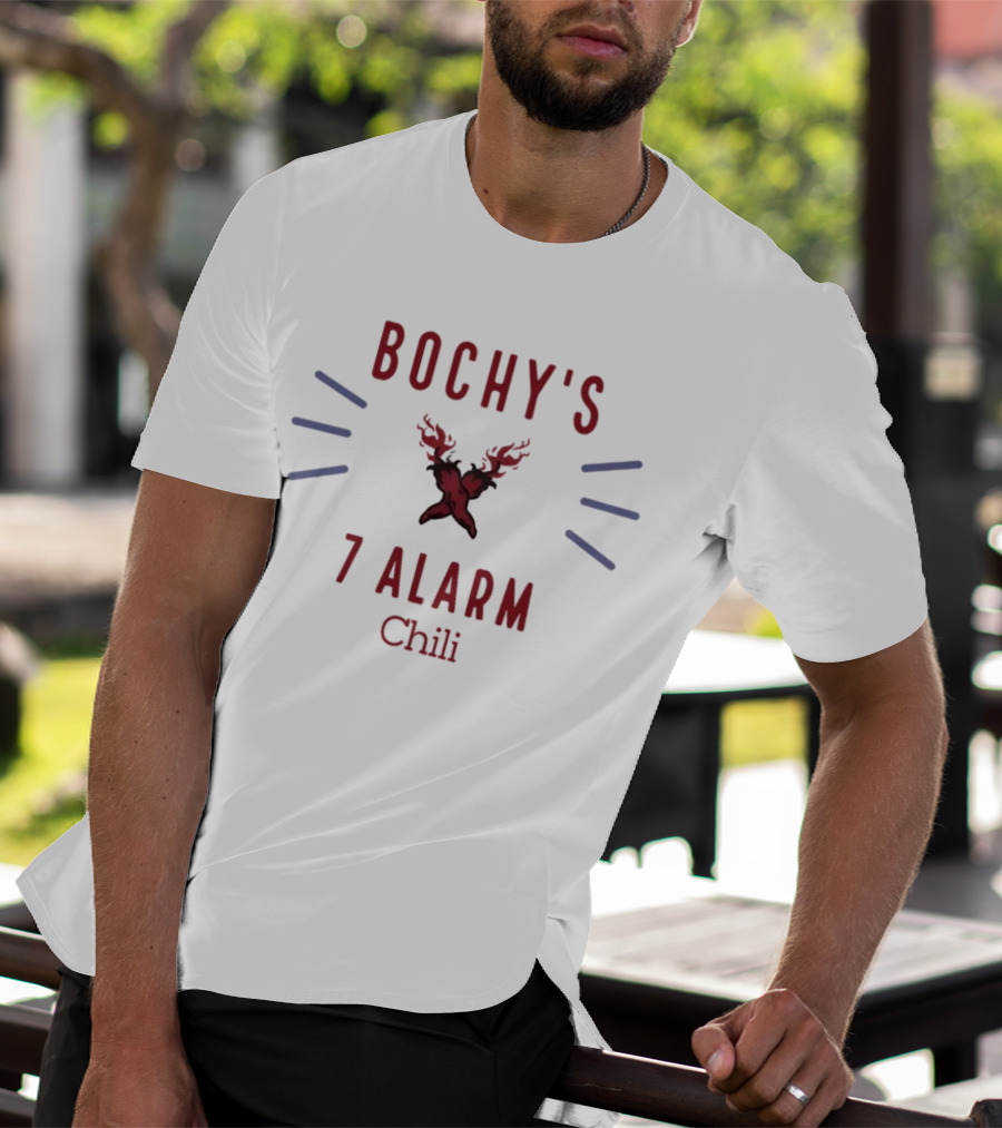Bochy's 7 Alarm Chili With Flaming Peppers T-Shirt