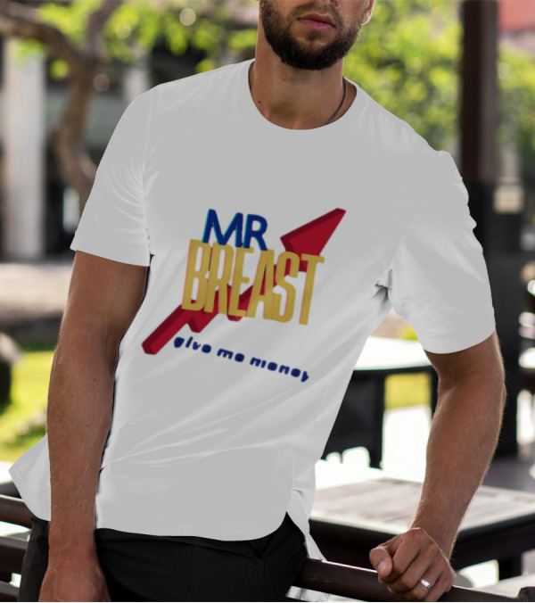 Mr Breast Give Me Money Retro Style Iconic T-Shirt