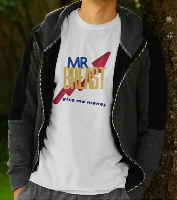 Mr Breast Give Me Money Retro Style Iconic T-Shirt
