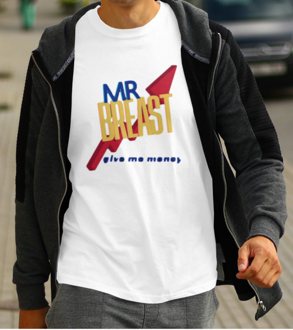 Mr Breast Give Me Money Retro Style Iconic T-Shirt