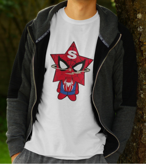 Star Character With Superhero Web Icon And Red Suit T-Shirt