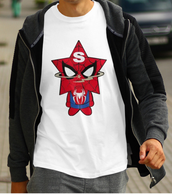 Star Character With Superhero Web Icon And Red Suit T-Shirt