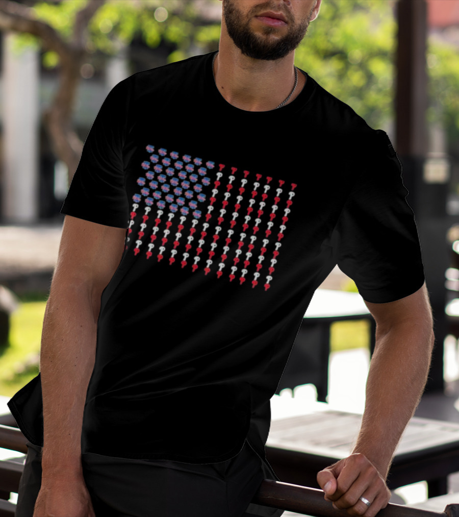 Philadelphia Phillies Liberty Bell USA Flag T-Shirt