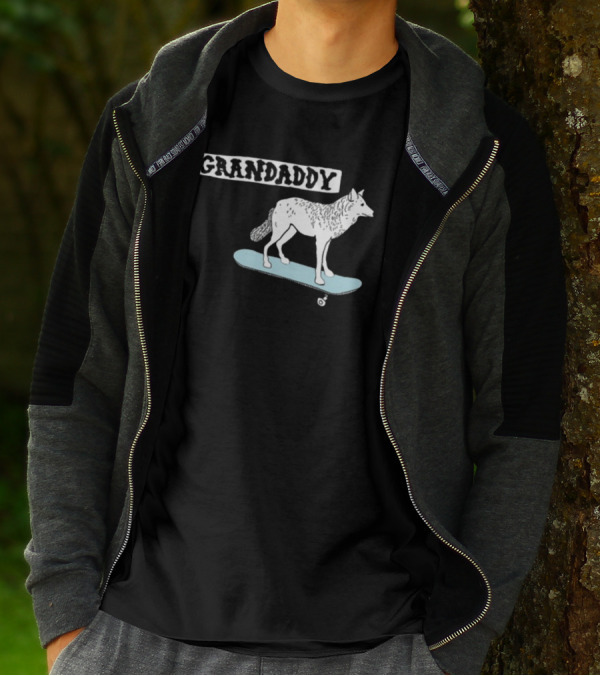 Grandaddy Wolf On Skateboard Blu Wav T-Shirt