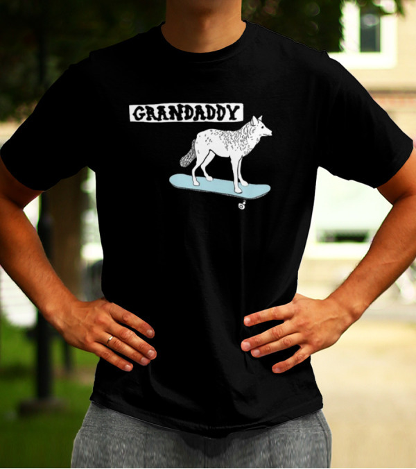 Grandaddy Wolf On Skateboard Blu Wav T-Shirt