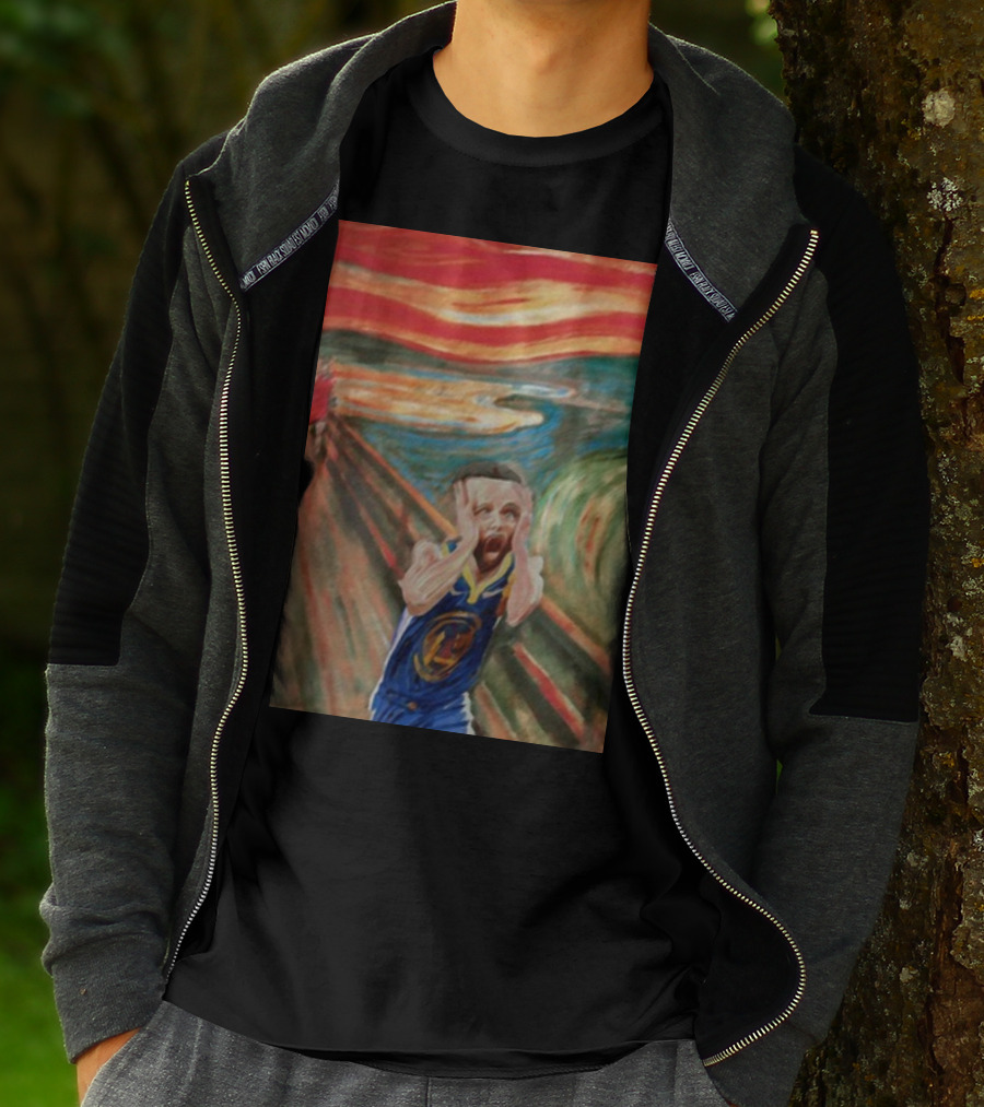 Curry The Scream Basketball Star Meets Iconic Painting Fusion T-Shirt