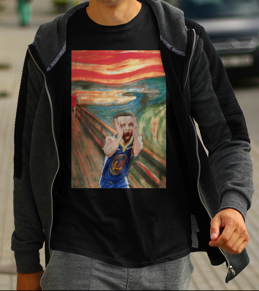 Curry The Scream Basketball Star Meets Iconic Painting Fusion T-Shirt