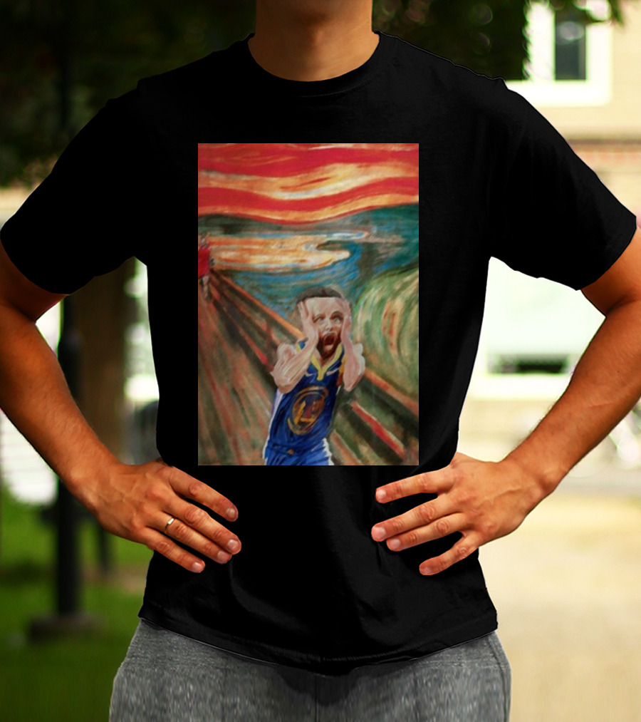 Curry The Scream Basketball Star Meets Iconic Painting Fusion T-Shirt
