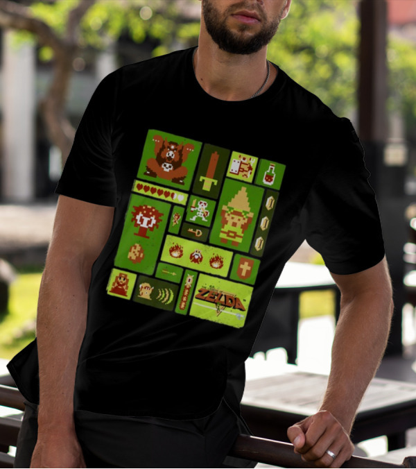 Kane Carter Legend Of Zelda Retro Pixel Collage T-Shirt