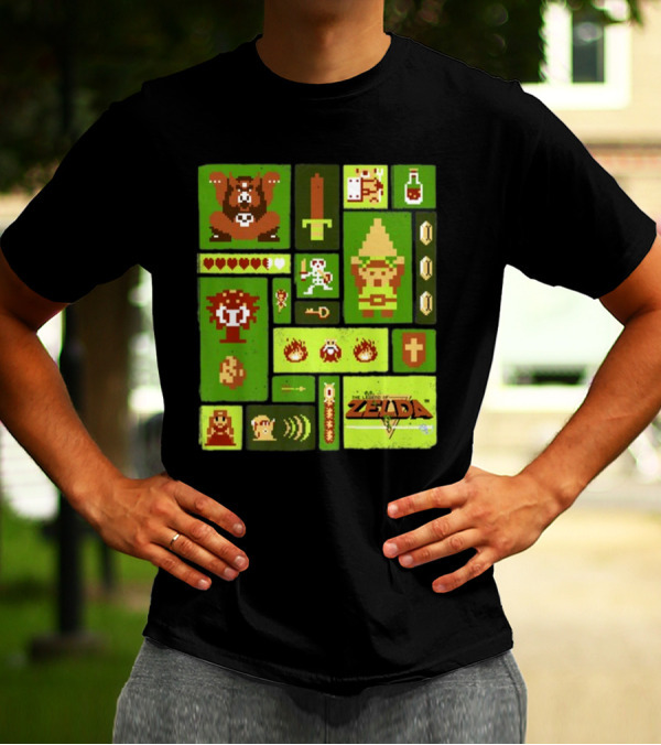 Kane Carter Legend Of Zelda Retro Pixel Collage T-Shirt
