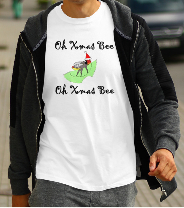 Oh Xmas Bee Santa Hat Festive Holiday Image T-Shirt
