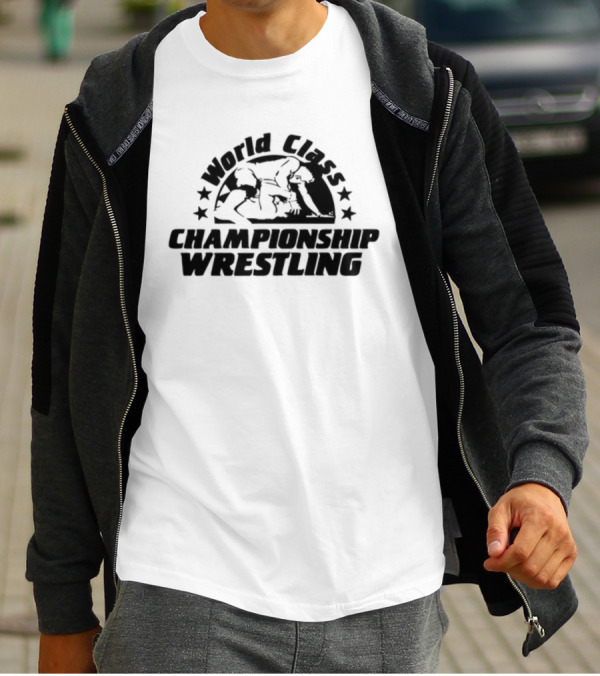 World Class Championship Wrestling Stars Iconic Grappling Scene T-Shirt
