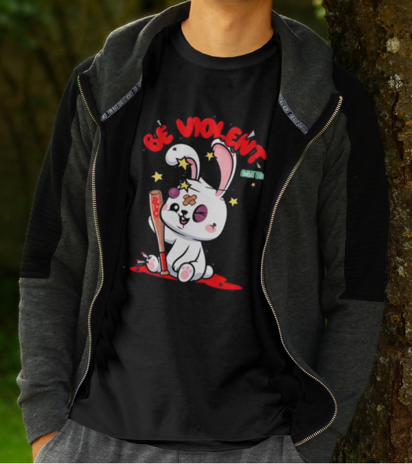 Be Violent Combat Club Rabbit With Bat T-Shirt