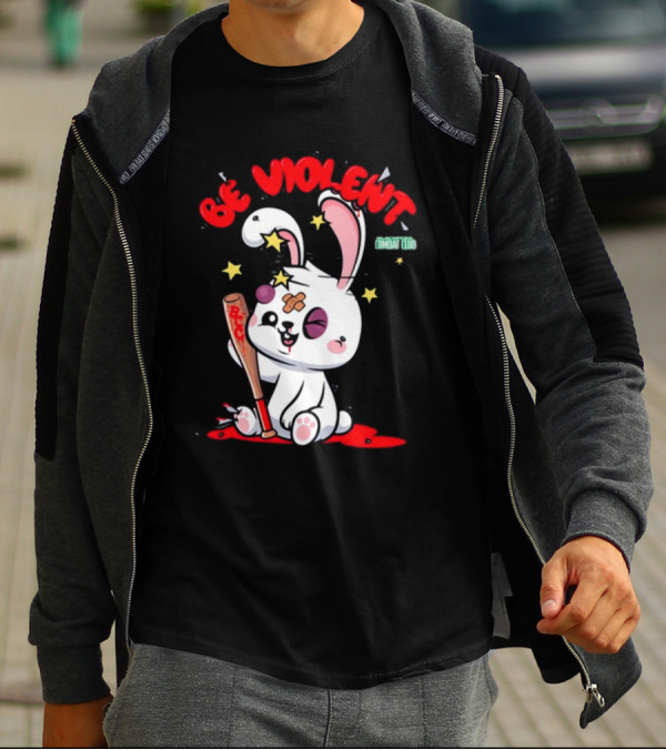 Be Violent Combat Club Rabbit With Bat T-Shirt