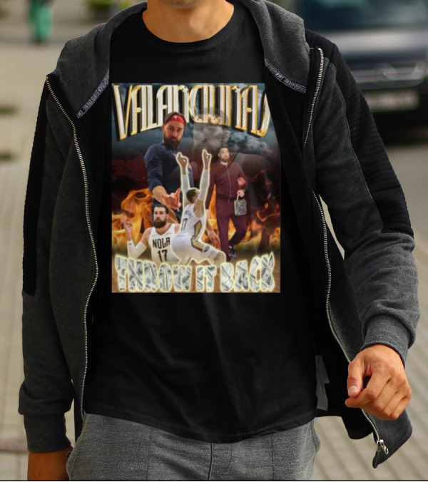 Valanciunas Throw It Back NOLA 17 Basketball Flames T-Shirt