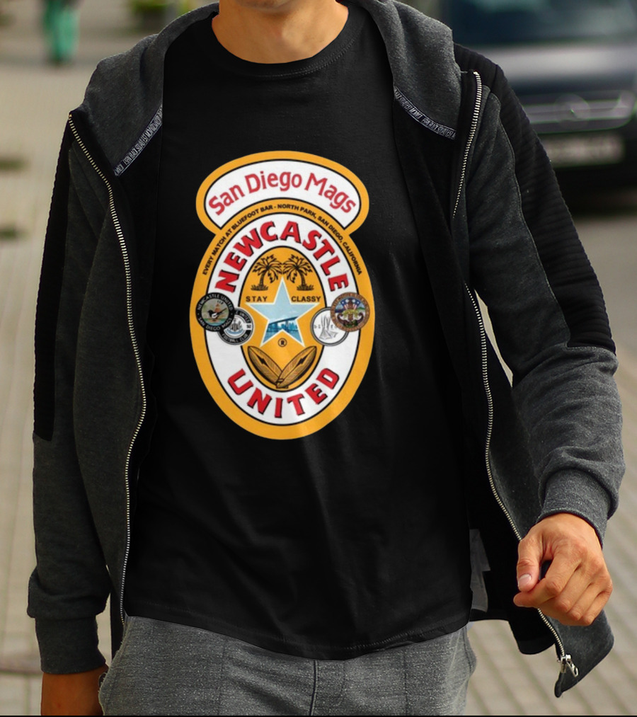 San Diego Mags Newcastle United Stay Classy So Cal Geordie Badge T-Shirt