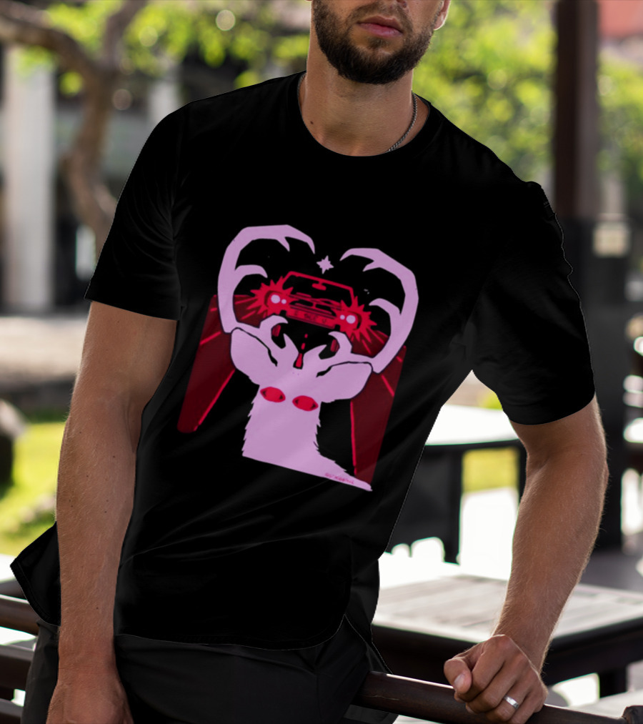 Eyes On The Back Of My Head Stagsbane Pink Deer Antlers Car Red Taillights T-Shirt